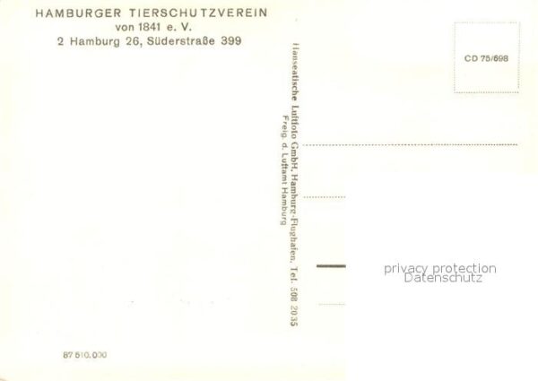 Hamburg Fliegeraufnahme Hamburger Tierschutzverein von 1841 – Bild 2