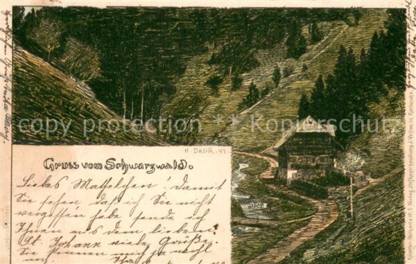 St Johann Wuerttemberg Schwarzwaldmotiv Kuenstlerkarte