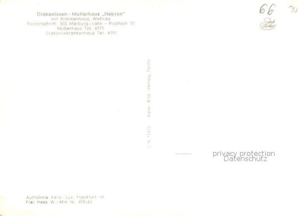 Marburg Lahn Fliegeraufnahme mit Diakonissen Mutterhaus Hebron – Bild 2