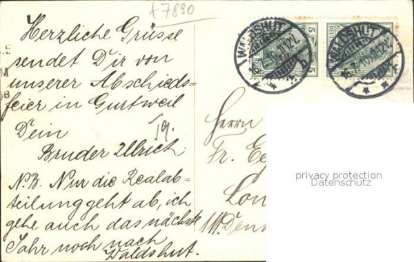 Waldshut Tiengen Rhein Schulkarte Kuenstler J. Meyer – Bild 2