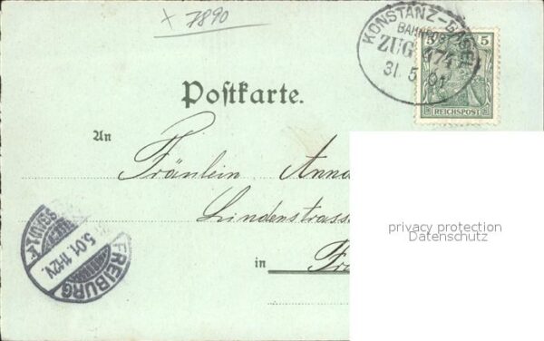 Waldshut Tiengen Rhein Mondscheinkarte Litho Bahnpost Konstanz-Basel – Bild 2