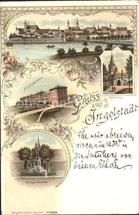 Ingolstadt Donau Friedenskarte Kriegerdenkmal Kreuztor