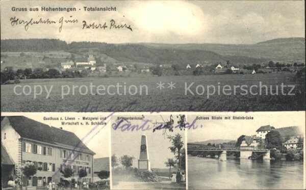 Hohentengen Hochrhein Gasthaus zum Loewen Kriegerdenkmal Schloss Roeteln