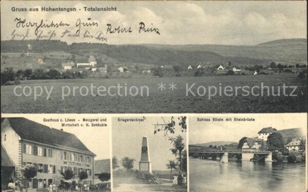 Hohentengen Hochrhein Gasthaus zum Loewen Kriegerdenkmal Schloss Roeteln Rheinbr