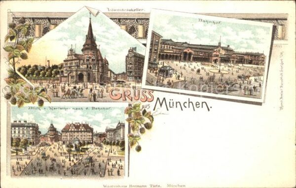Muenchen Loewenbraeukeller Bahnhof Litho