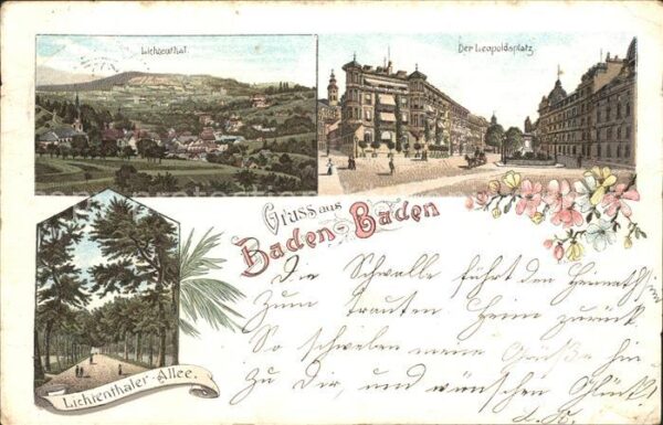 Baden-Baden Leopoldsplatz Lichtenthaler-Allee Lichtenthal Litho