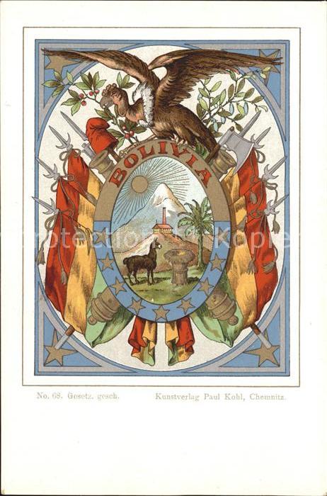 Bolivien Wappen Kuenstlerkarte No. 68 Paul Kohl