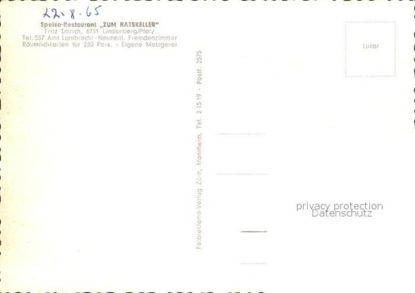 Lindenberg Pfalz Speise- Restaurant Zum Ratskeller – Bild 2