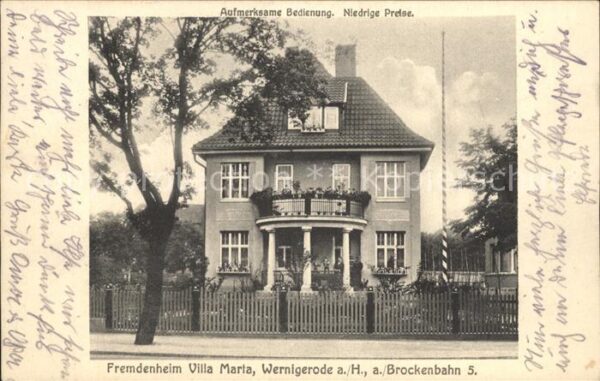 Wernigerode Harz Fremdenheim Villa Marta