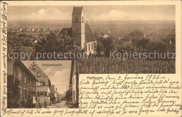 Haltingen Kirche und Strassenpartie