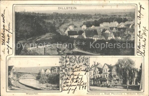 Dillstein Pforzheim Wasserfall Restauration zur Stadt Pforzheim