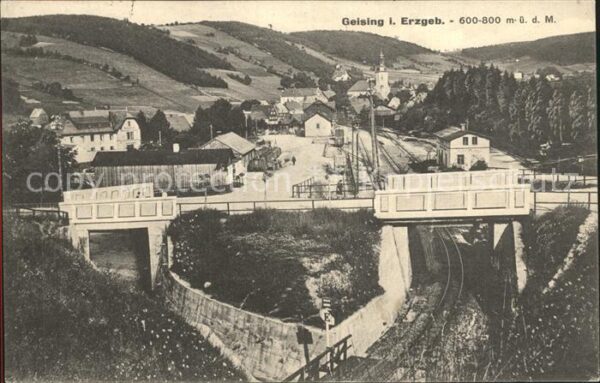 Geising Erzgebirge Bahngleise Bruecke Kirche