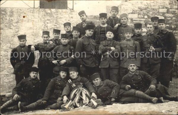 Frankreich WK1 Gruppenfoto Musik Franzoesische soldaten