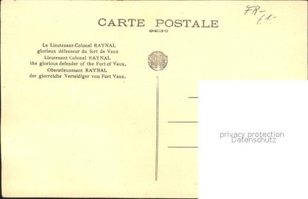 Fort Vaux Le Lieutenant-Colonel Raynal Oberstleutnant Verteidiger von fort Vaux – Bild 2