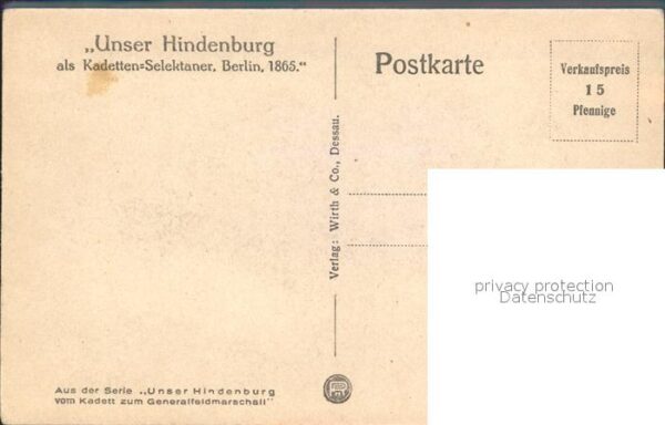 Militaria Generaele Stab Deutschland Serie Unser hindenburg als Kadetten-Selekta – Bild 2
