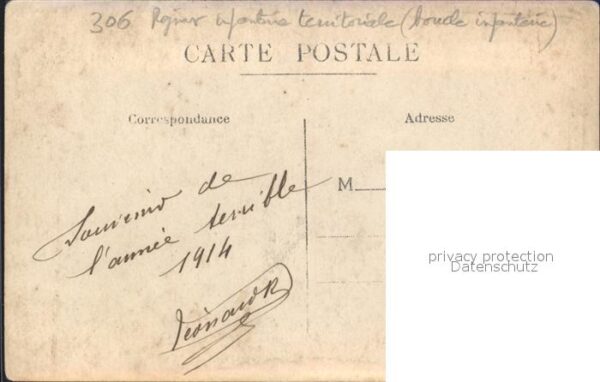 Frankreich WK1 Infanterie Regiment 306 portrait – Bild 2