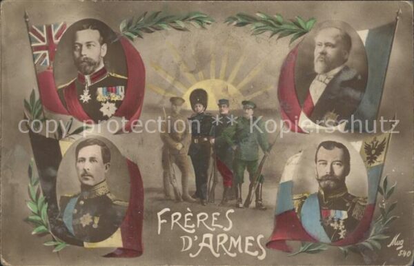 Militaria Generaele Stab Frankreich freres d armes  gruppenfoto WK 1