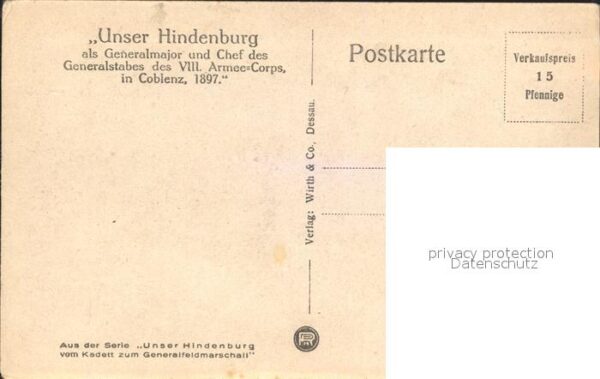 Militaria Generaele Stab Deutschland unser hindenburg in koblenz ackselband – Bild 2