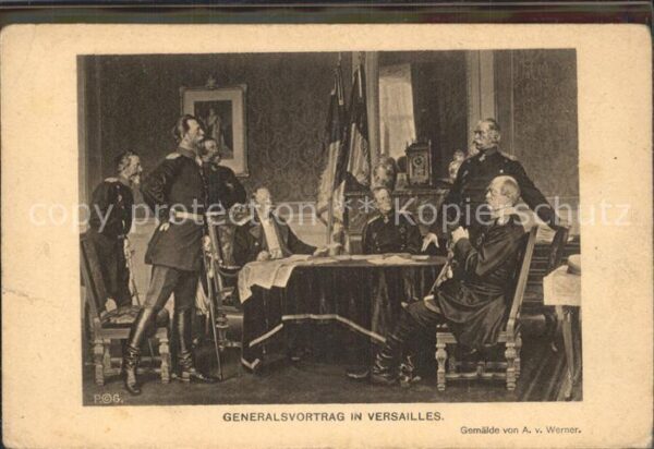 Militaria Generaele Stab Frankreich Generalsvortrag in versailles gemaelde von A