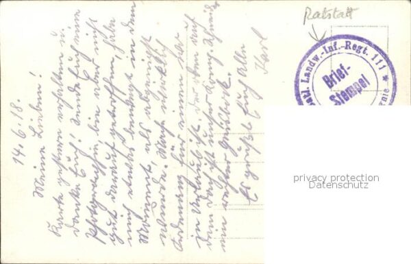 Rastatt Lir 111 Landwehr-inf-Regiment 111 im Felde Schreibstube 6 kompagnie – Bild 2
