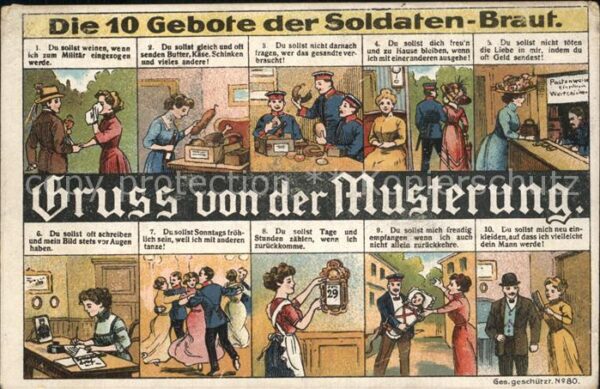Militaria Humor Gruss von der Musterung die 10 Gebote der Soldaten-Braut