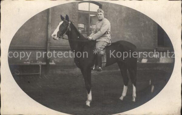 Militaria Kavallerie WK1 Soldat auf Pferd