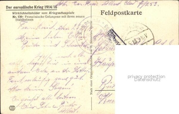 Militaria Kriegsgefangene WK1 Franzoesische Gefangene Stahlhelm – Bild 2
