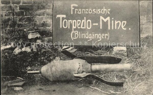 Militaria Bomben Minen franzoesische Torpedo-Mine Blindgaenger WK1