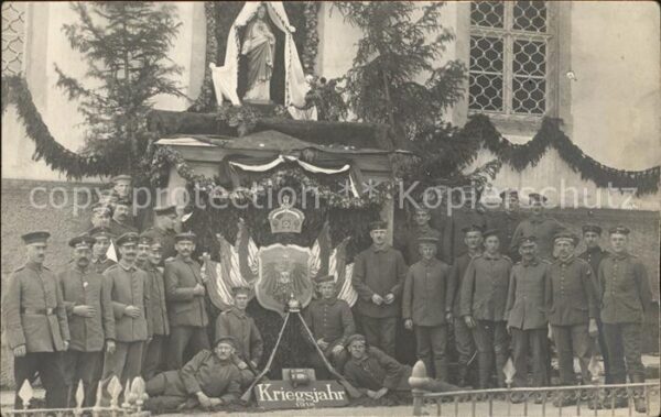 Militaria WK1 Gruppenfoto Jesusfigur