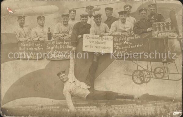 Militaria WK1 Elsenborn Belgien Gruppenfoto Aviatik
