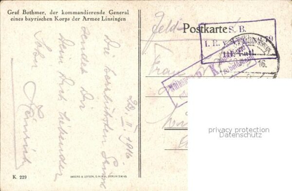 Militaria Generaele Stab Deutschland Graf Bothmer der kommandierende General ein – Bild 2