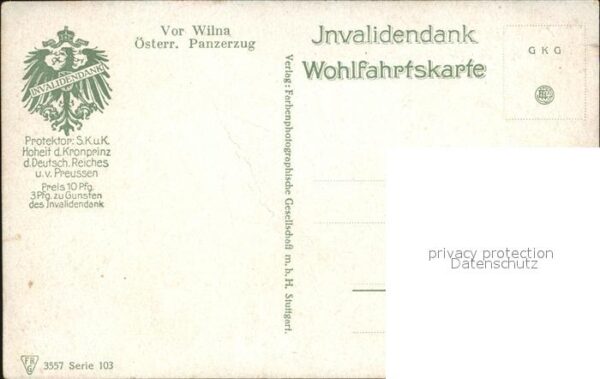 Militaria Eisenbahn vor Wilna oesterreichischer Panzerzug  WK1 – Bild 2