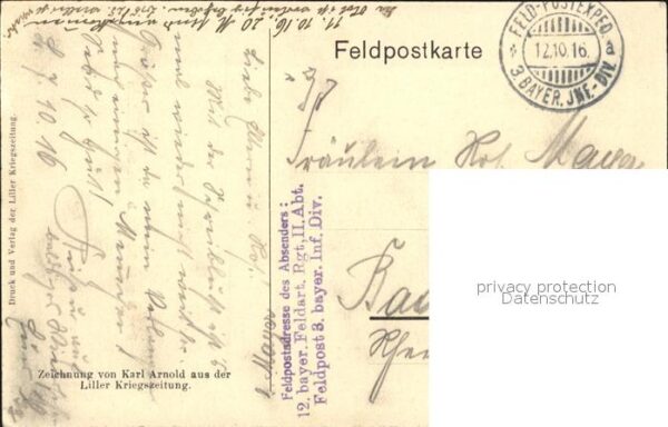 Militaria WK1 der Bayerische Maibaum in Flandern Kuenstler Karl Arnold – Bild 2