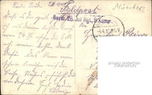 Militaria WK1 Bayern Bayerisches Infanterie Regiment 26 Soldatenleben WK1 – Bild 2