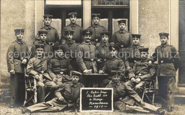 Militaria WK1 Gruppenfoto Ers.Batl 114 Konstanz
