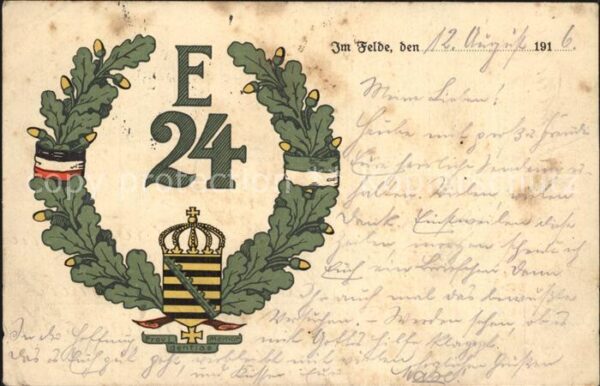 Regiment IR 024 Infanterie Regimentkarte WK1