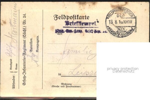 Regiment IR 024 Infanterie Regimentkarte WK1 – Bild 2