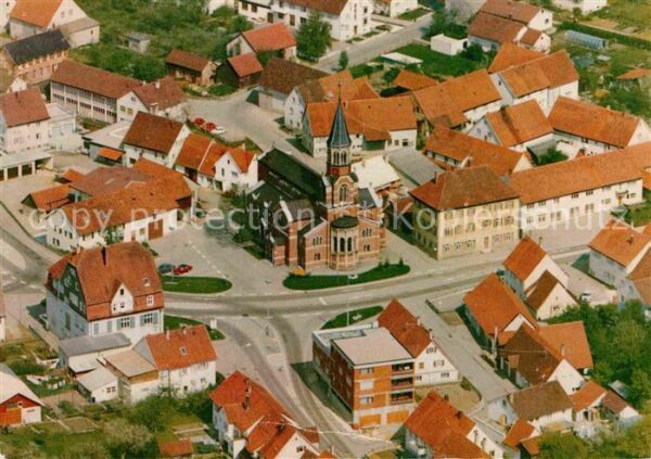 Nattheim Ev Martinskirche mit Rathaus und Schule Fliegeraufnahme