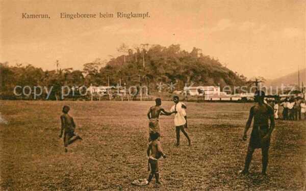 Kamerun Afrika Eingeborene beim Ringkampf
