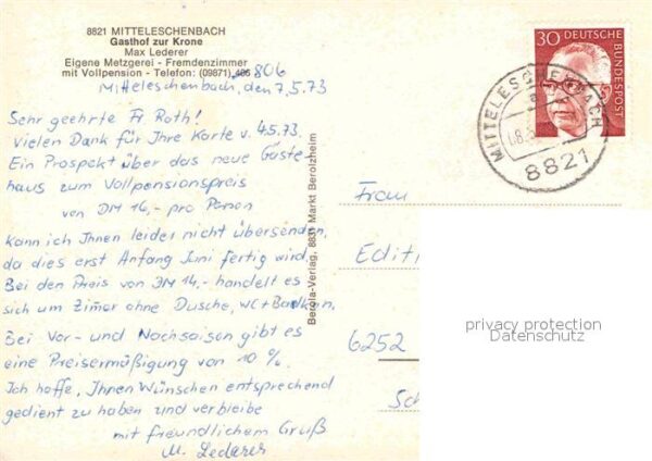 Mitteleschenbach Gasthaus zur Krone Max Lederer – Bild 2