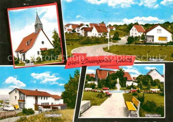 Geislitz Kirche Jugendheim Gruenanlage Ortspartie