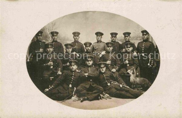 Ulm Donau Militaria Gruppenfoto Achselband Uniform Hund