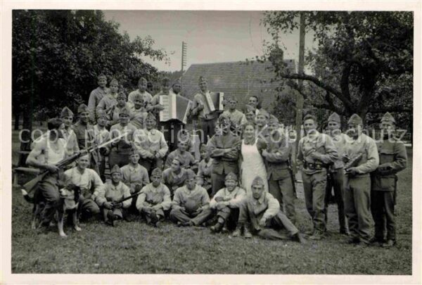 Militaria WK1 Musikanten Harmonika Bajonett Gruppenfoto