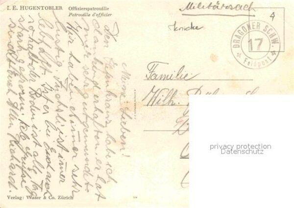 Militaria Schweiz Dragoner I.E.Hugentobler Offizierspatrouille – Bild 2