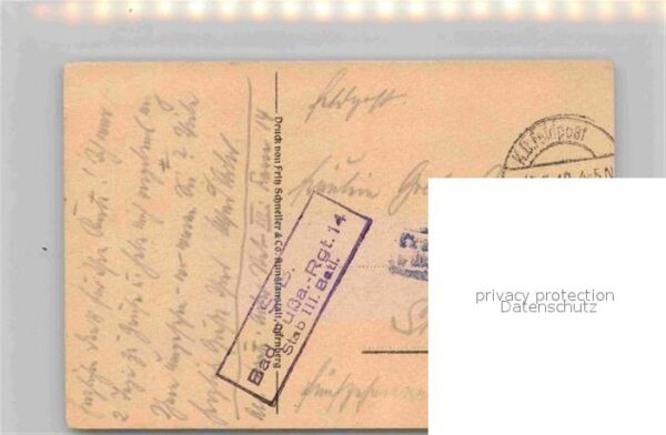Militaria WK1 Kriegsanleihe Regimentstempel Rgt 14 Stab III Batl. – Bild 2