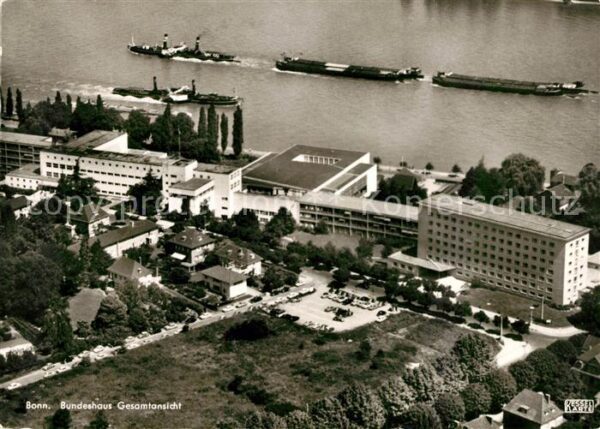 Bonn Rhein Fliegeraufnahme Bundeshaus