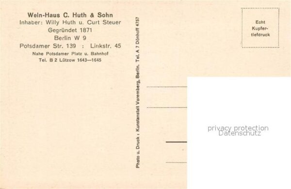 Berlin Wein-Haus C. Huth und Sohn Wappen-Saal – Bild 2