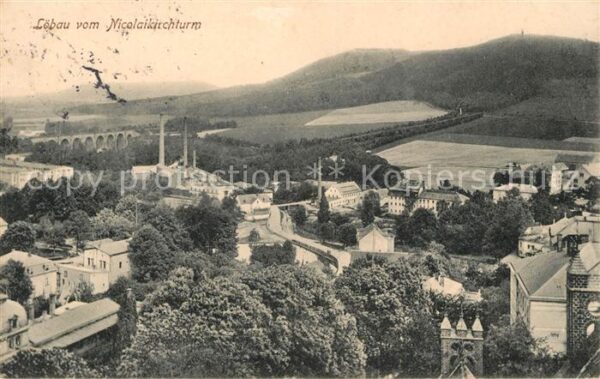 Loebau Sachsen mit Nicolaikirchturm