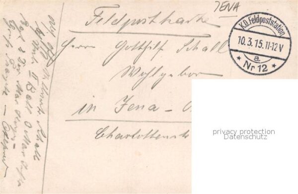 Militaria Deutschland WK1 Jena Feldpoststation Nr. 12 Pferde Foto – Bild 2