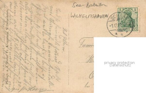 Militaria Deutschland WK1 Marine Wilhelmshaven Kaserne – Bild 2